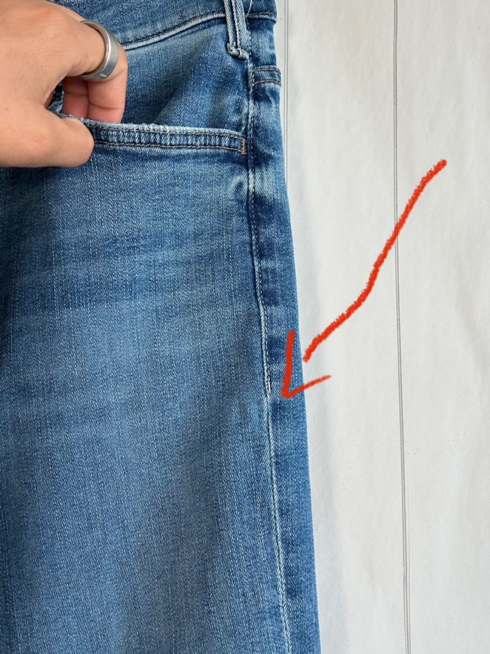 Mother Jeans size 31 Hustler Ankle Fray Healing Jar blue medium wash raw hem - Picture 13 of 16